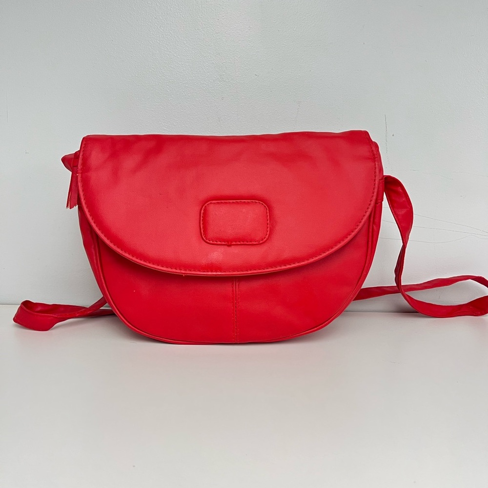 1980’s Cherry Red Faux Leather Shoulder Bag by GRAND TRADITIONS